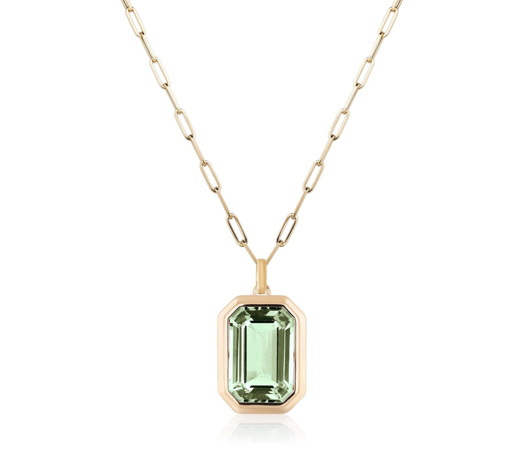 Emerald-Cut Pendant Necklace Pendant Necklace Goshwara Prasiolite