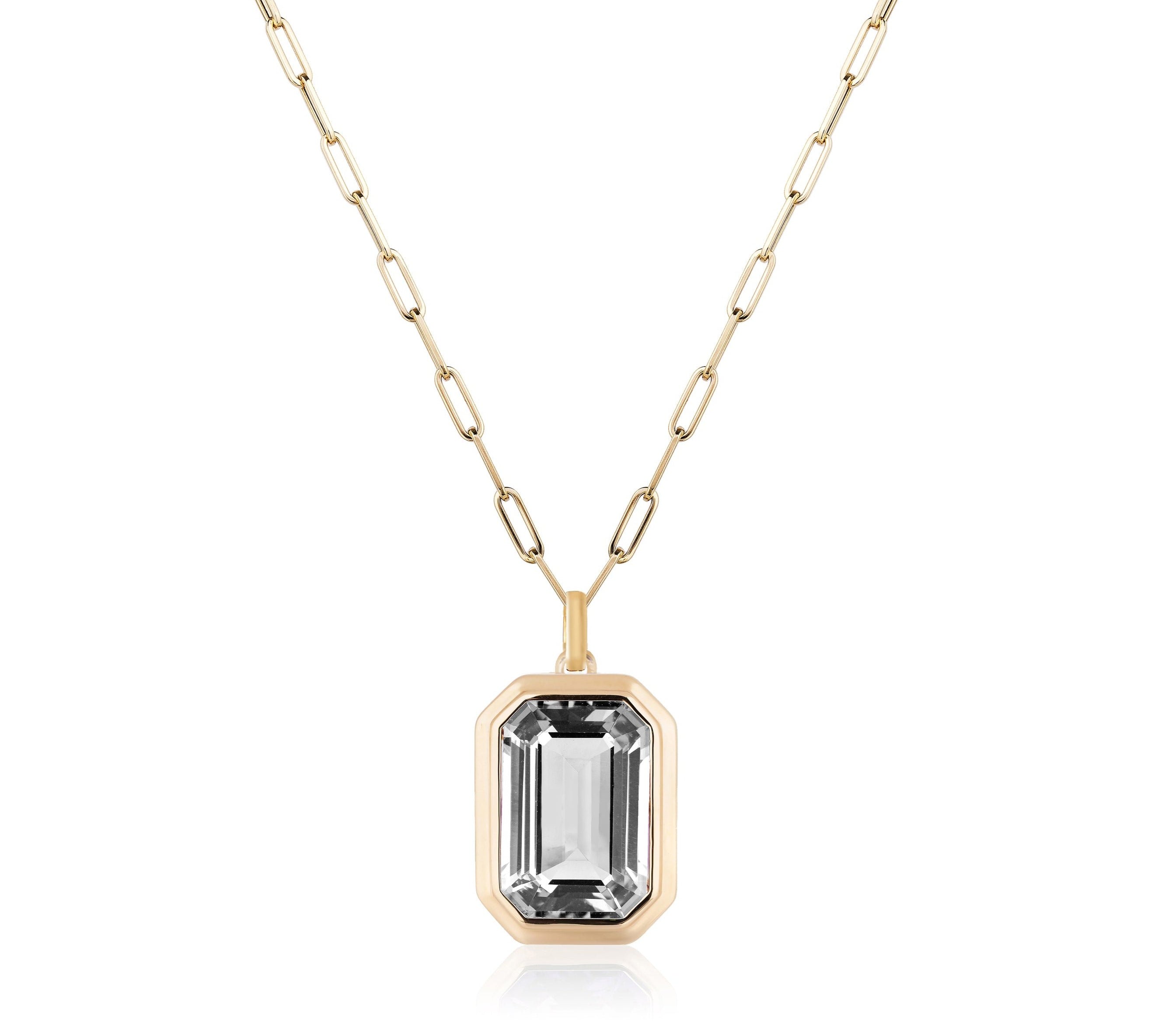 Emerald-Cut Pendant Necklace Pendant Necklace Goshwara Rock Crystal