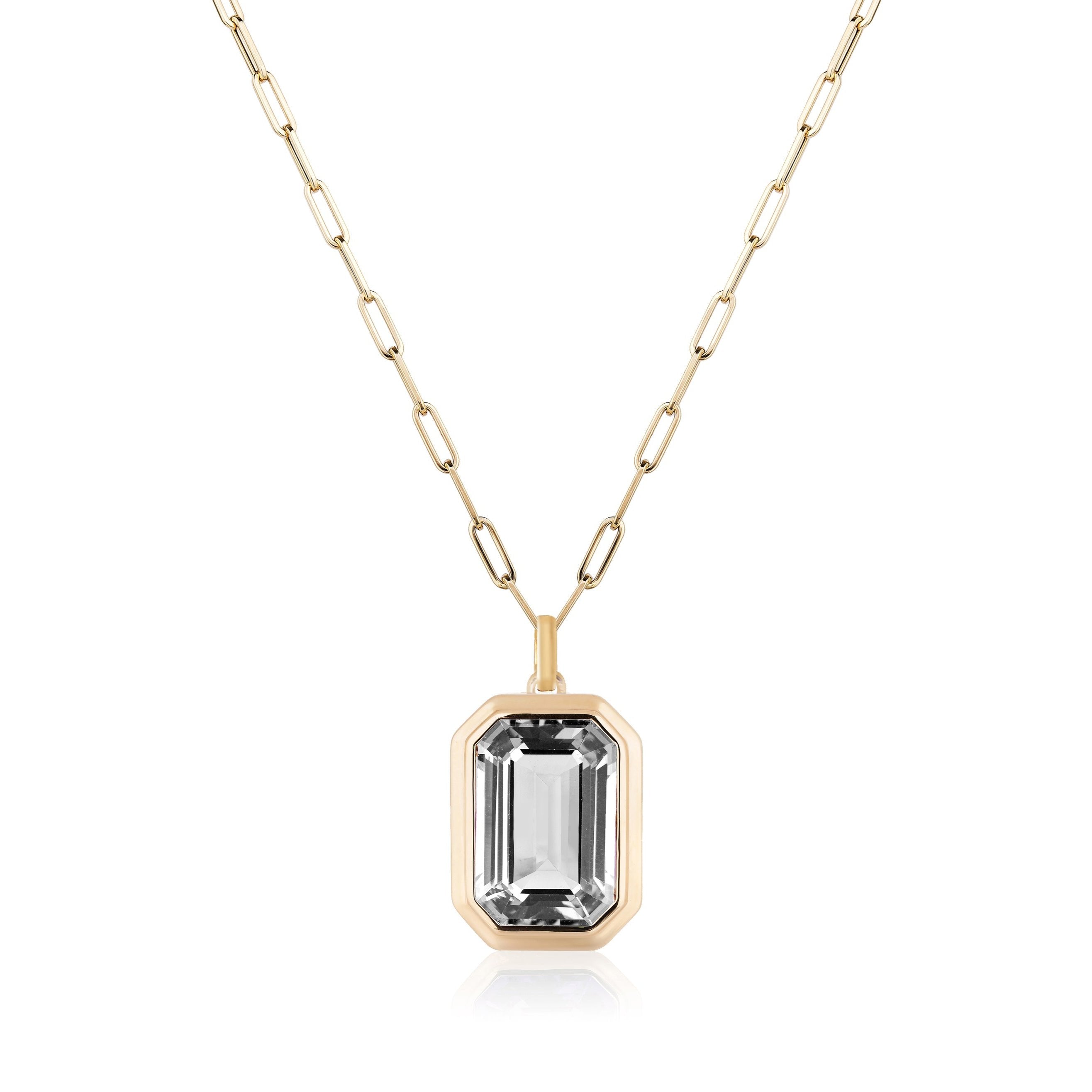 Emerald-Cut Pendant Necklace Pendant Necklace Goshwara Rock Crystal