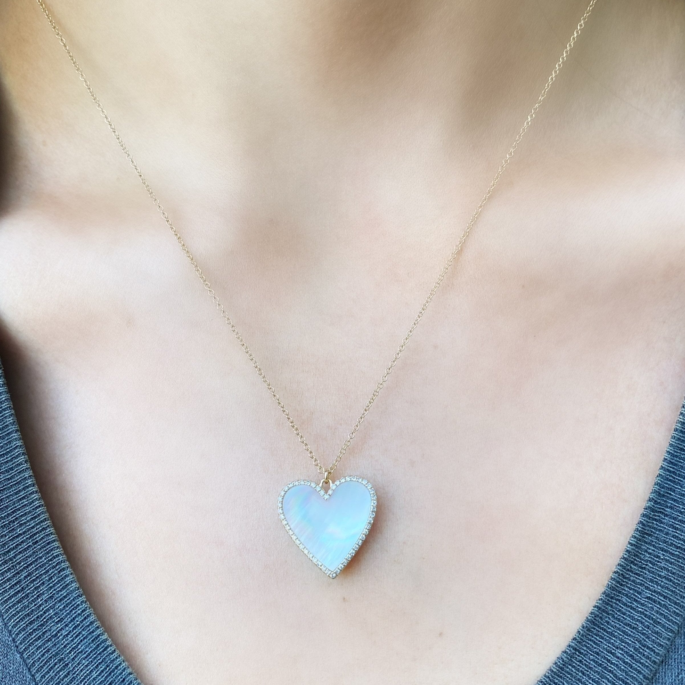 Mother of Pearl Heart Locket Pendant Sale   