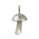 White Pearl Mushroom Charm with Diamond Charm Maura Green   