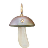 Iridescent Pearl Mushroom Charm with Diamond Charm Maura Green   