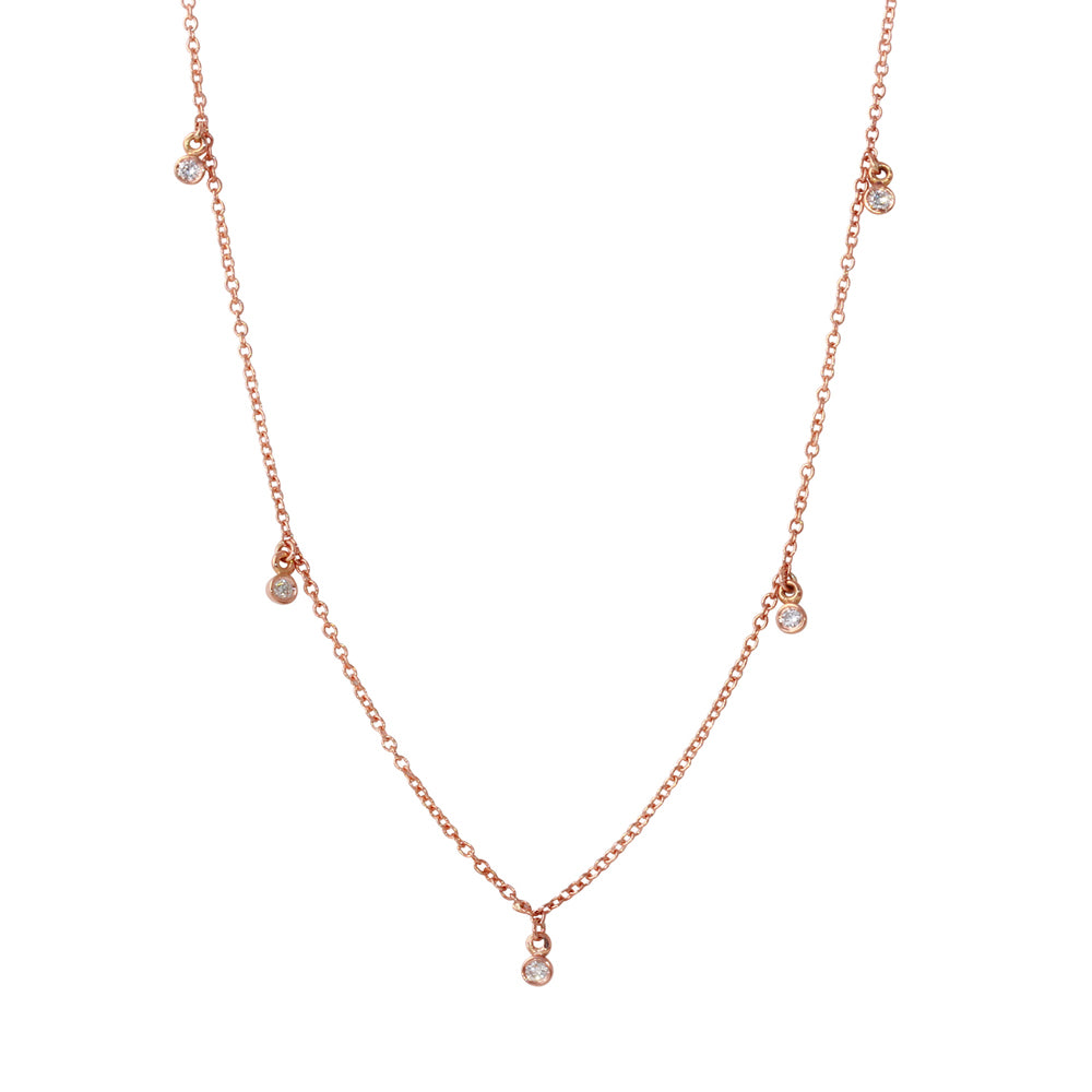 Five Diamond Shaker Collar Necklace Necklace Jaine K Designs Rose Gold