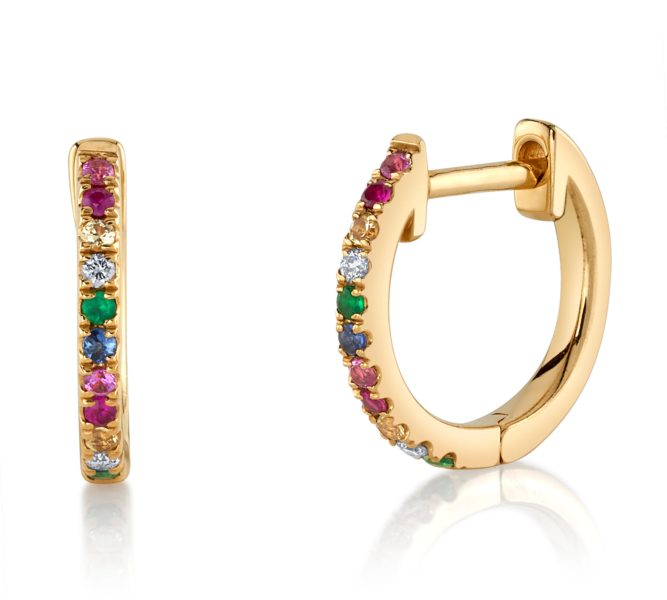 Rainbow Huggie Huggie Earrings Roseark Deux Pair