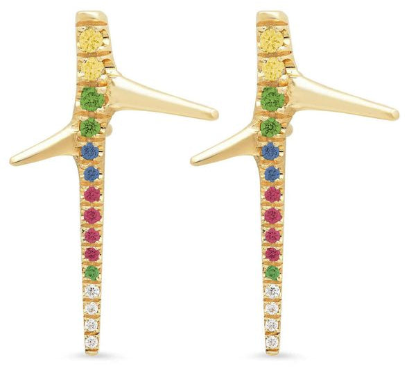 Thorn Studs Stud Earrings Elisabeth Bell Jewelry Yellow Gold Rainbow 