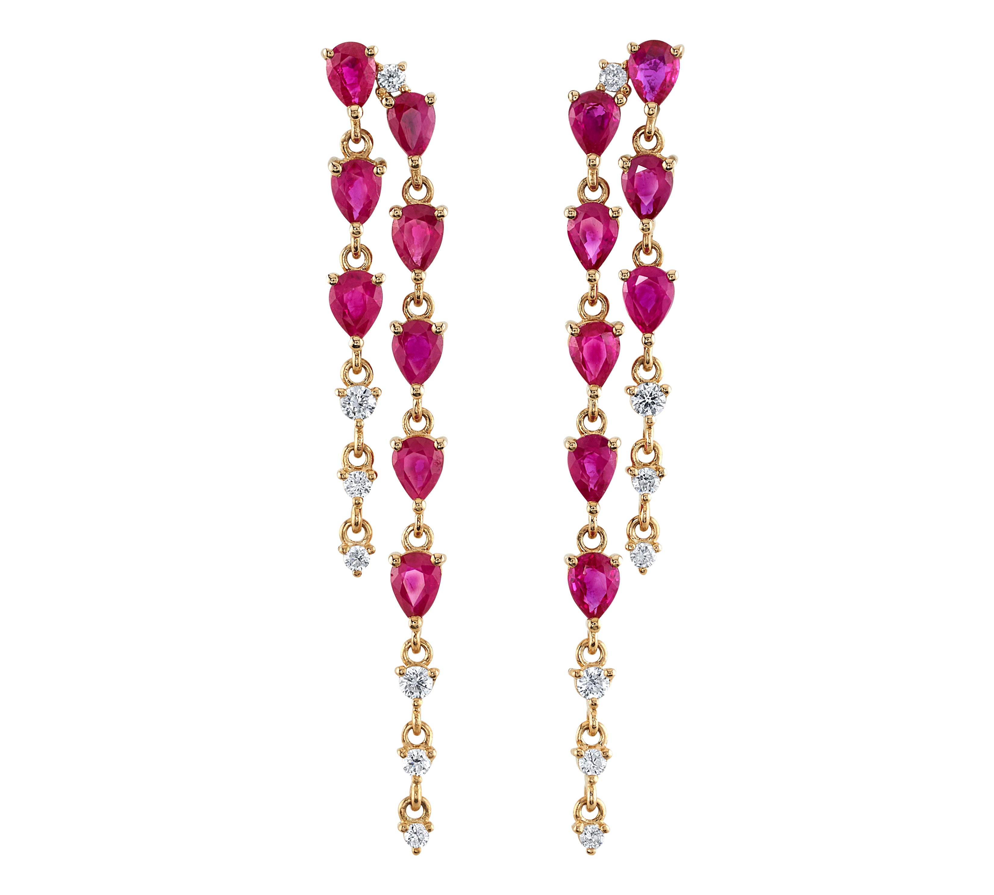 Ruby Diamond Drop Earrings, Pair Drop Earrings Roseark Deux   