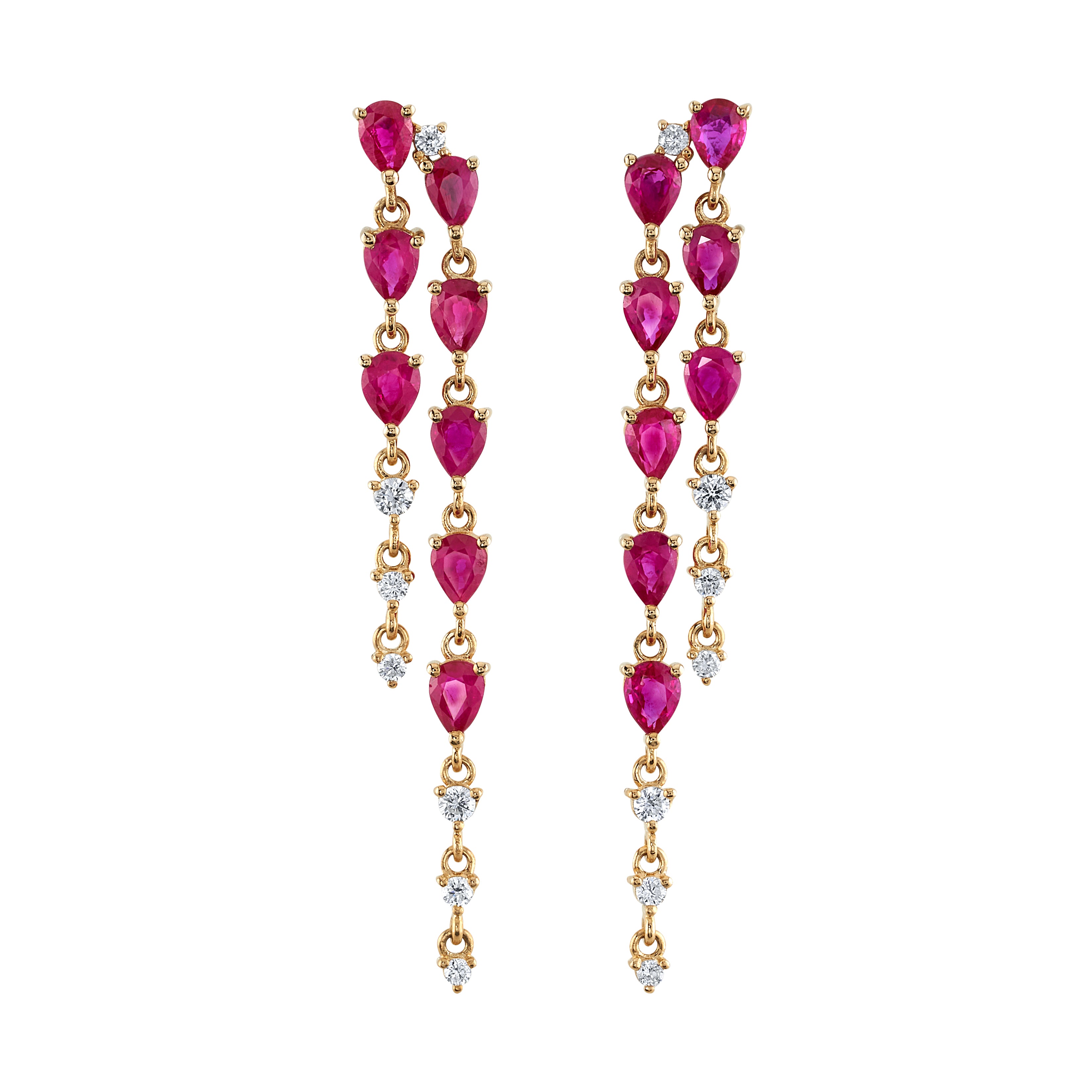 Ruby Diamond Drop Earrings, Pair Drop Earrings Roseark Deux   