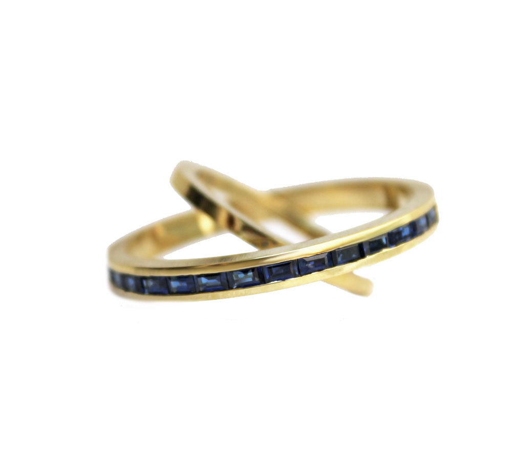 Baguette Saturn Ring Ring Perez Bitan Sapphire
