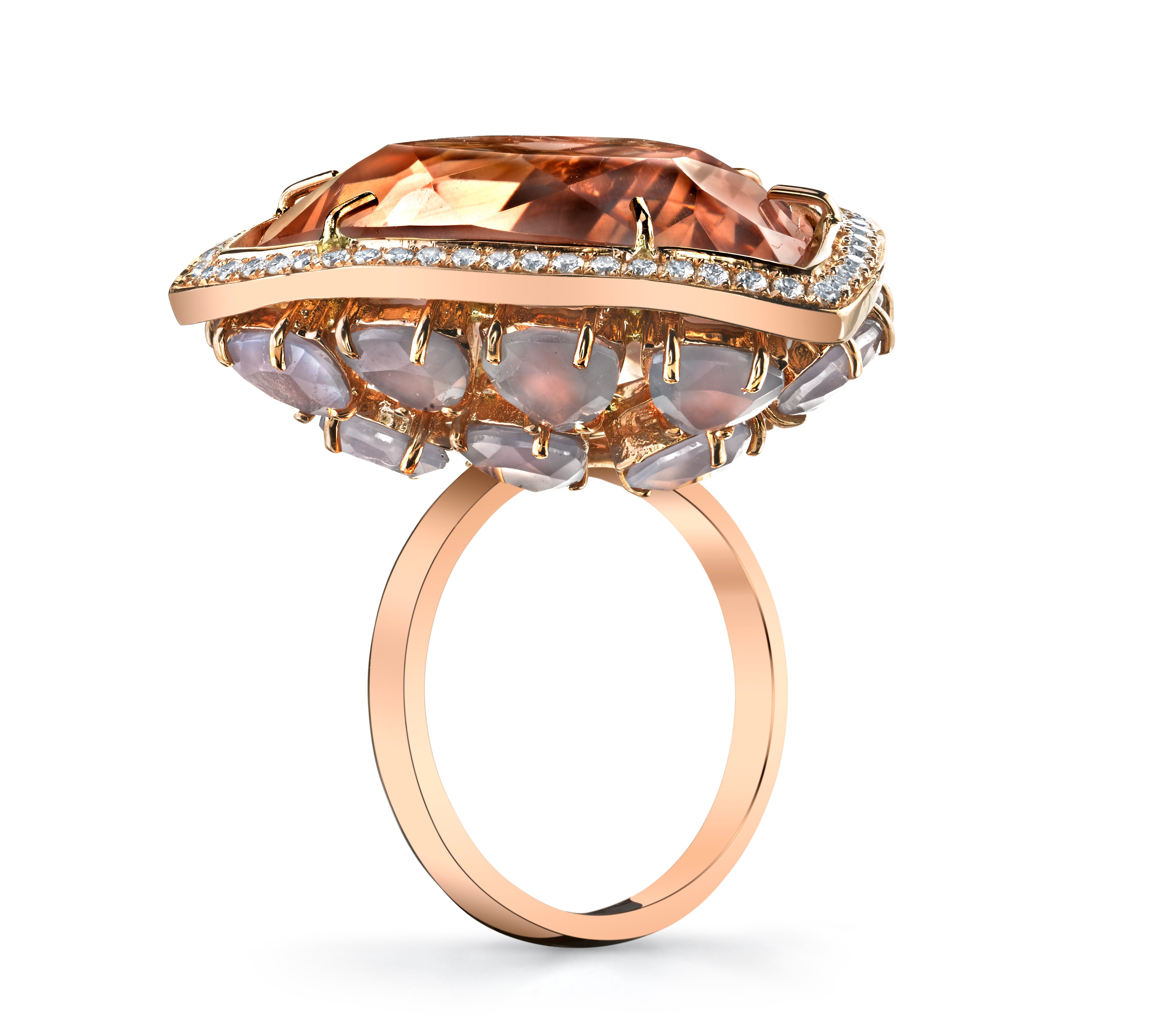 Rose Quartz Horizon Ring Statement Ring Karma El-Khalil