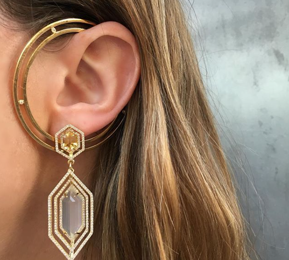 Strata Diamond Earrings Statement Earrings Karma El-Khalil