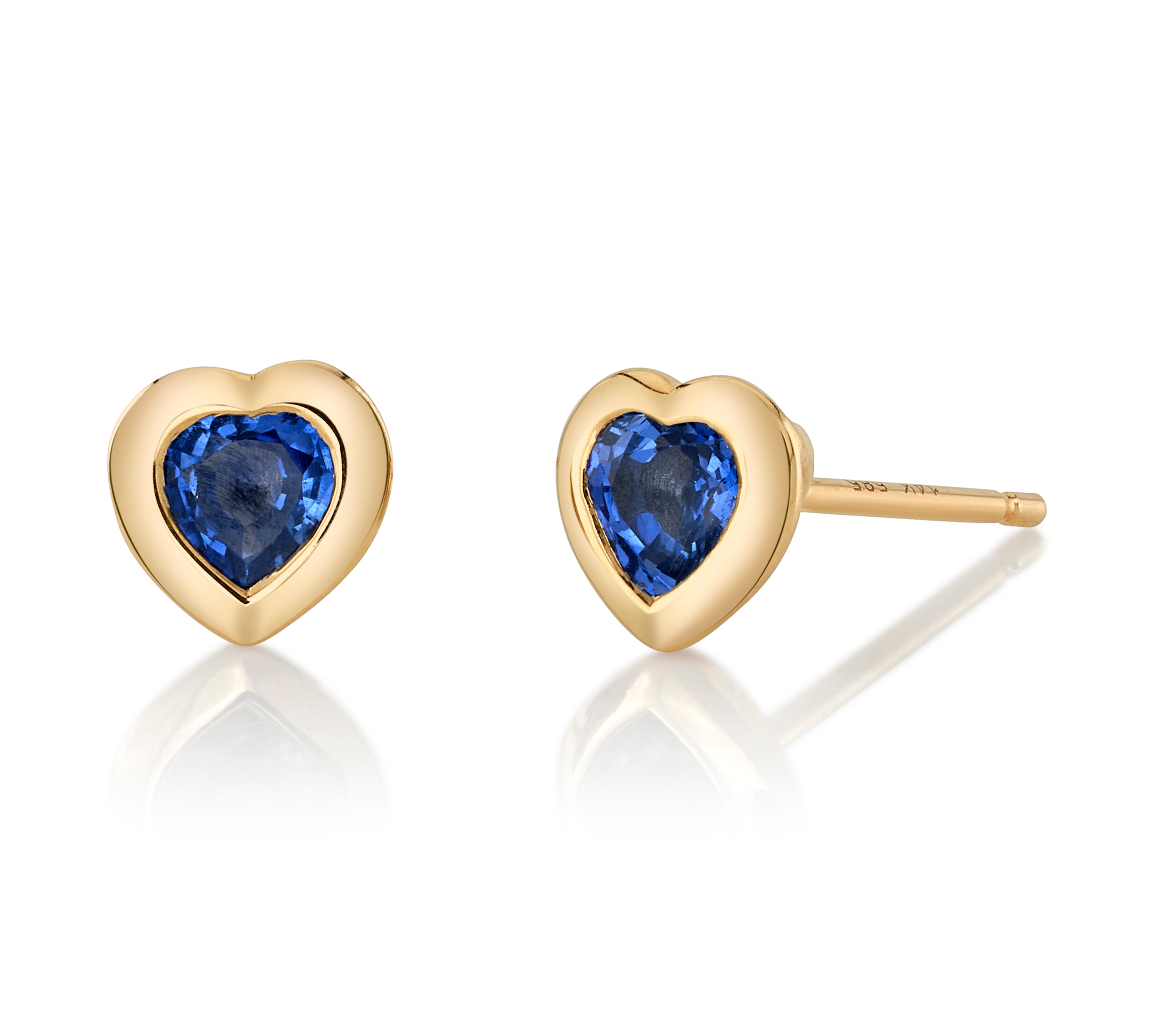 Small Sapphire Heart Stud Stud Earrings Roseark Deux Blue Sapphire Pair 