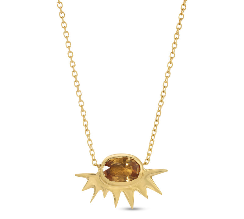 Tiny Yellow Sapphire Starburst Necklace Pendant Christina Magdolna Jewelry