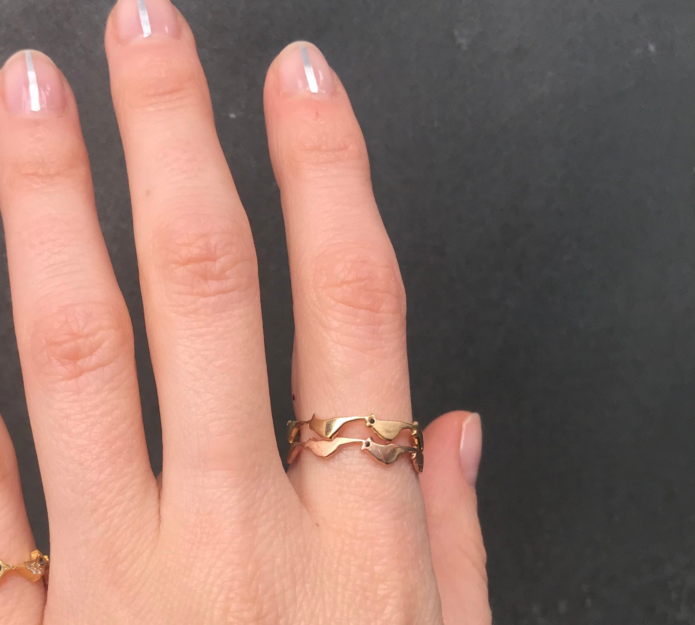 Flock Bird Ring with Black Diamond Eye Stack Ring Yakira Rona