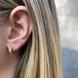 Pave Diamond Pyramid Spike Huggies Huggie Earrings Roseark Deux