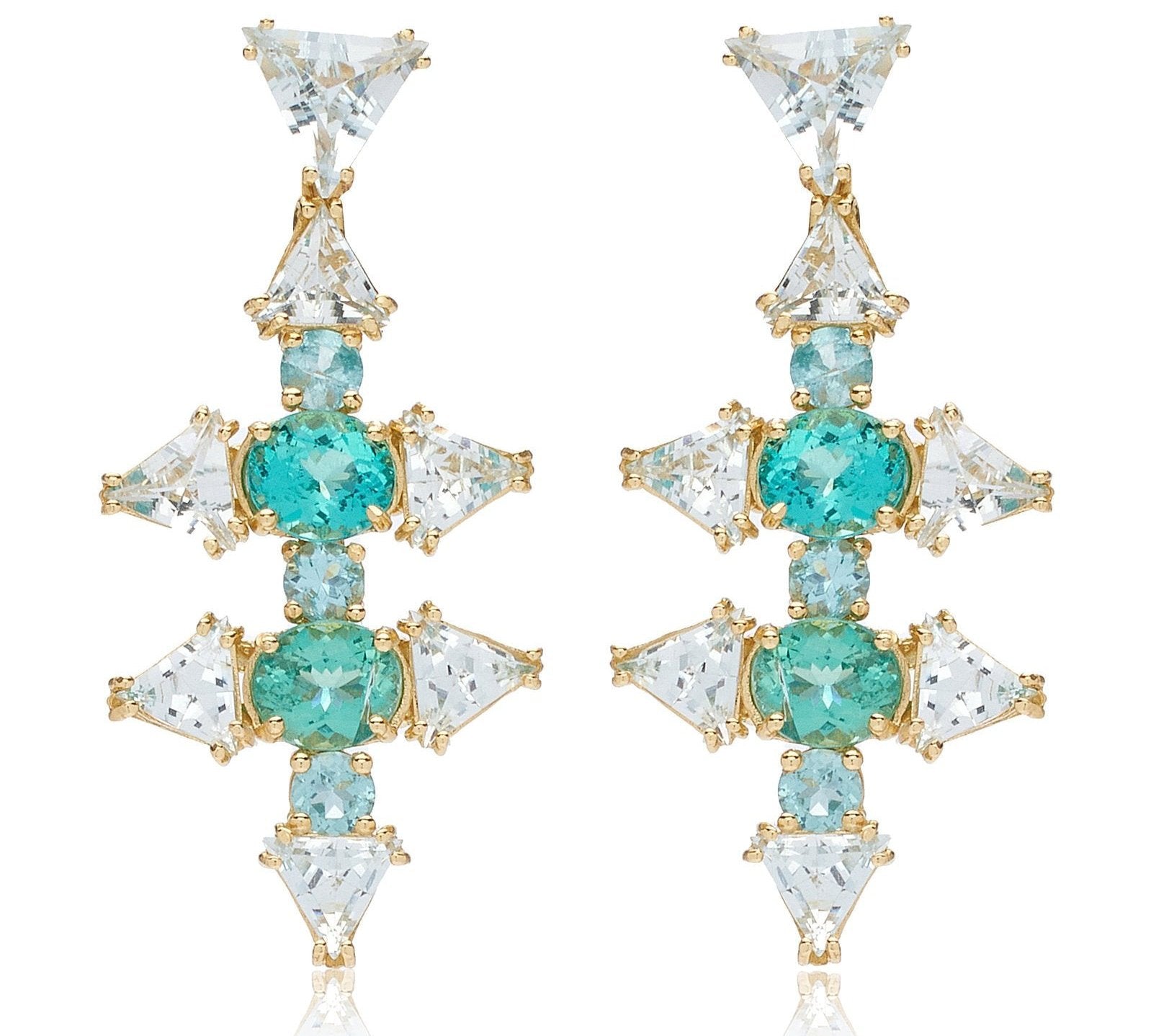 Aquamarine Apatite Nebula Earrings Statement Earrings Karma El-Khalil