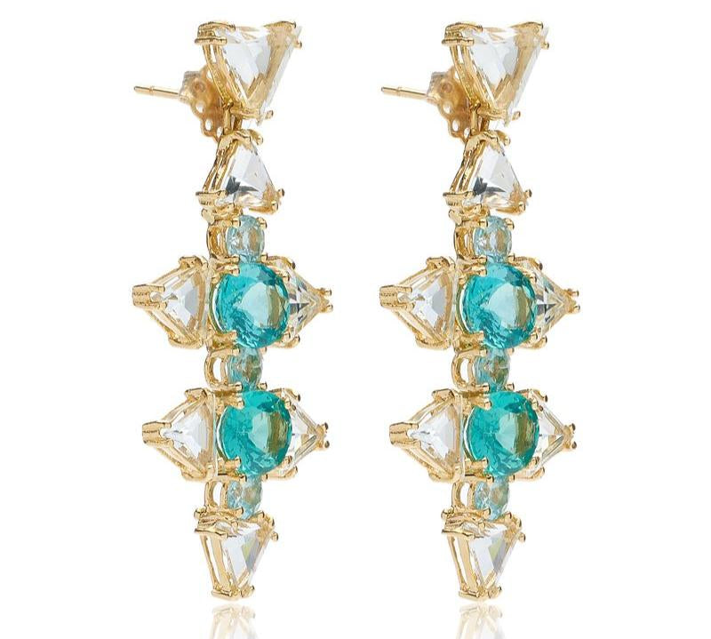 Aquamarine Apatite Nebula Earrings Statement Earrings Karma El-Khalil