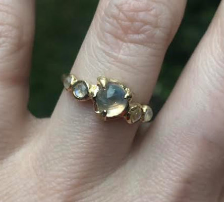 Five Bezel Moonstone Ring Ring Jaine K Designs