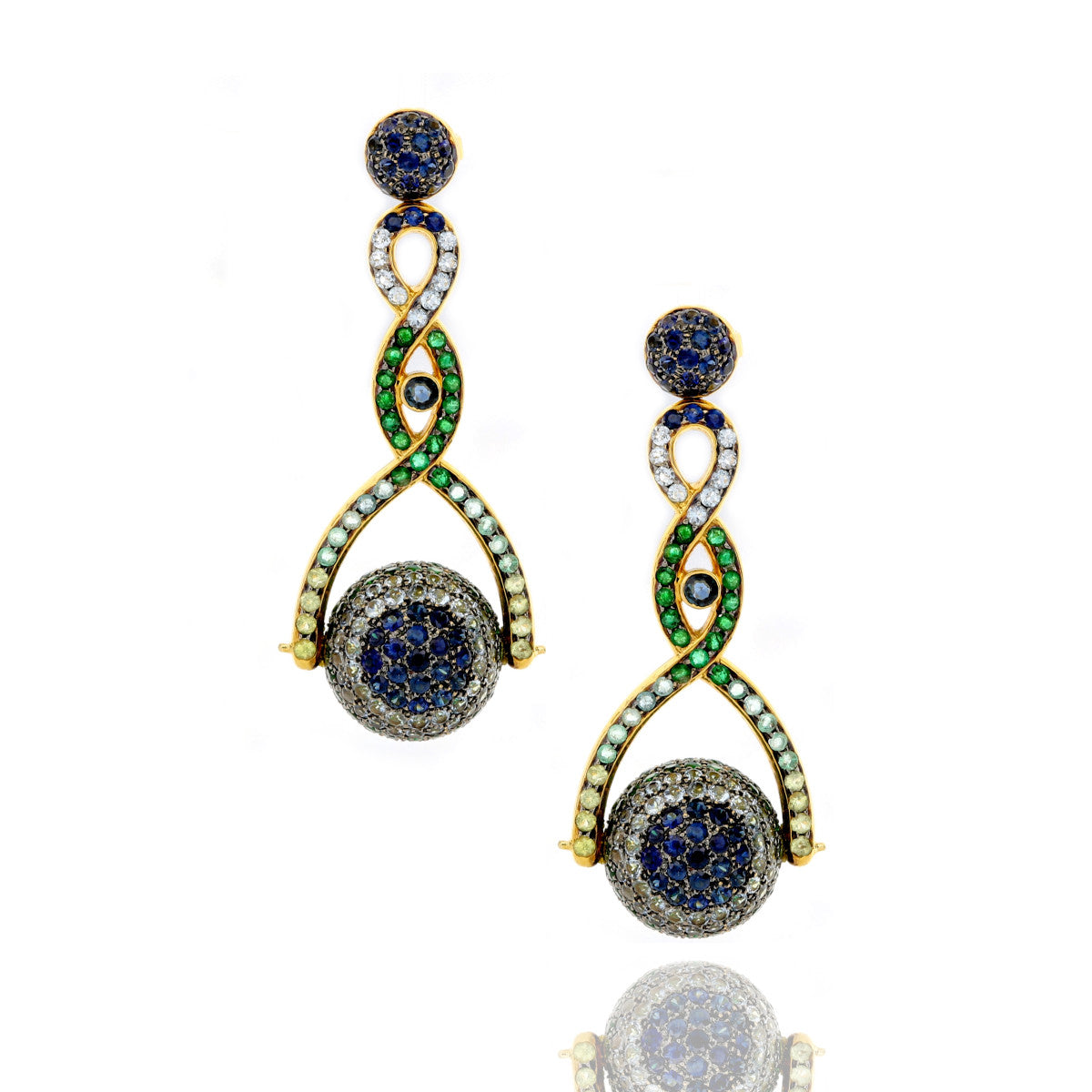 Full Pave Spinning Ball Drop Earrings Statement Earrings Carolyn Rodney   