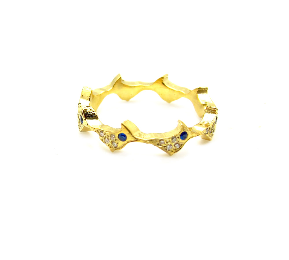 Pave Flock Pinky Ring with Sapphires Ring Yakira Rona