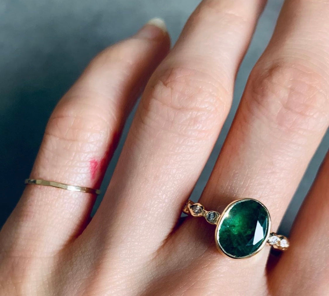 Oval Emerald Ring With Diamonds Ring Jaine K Designs