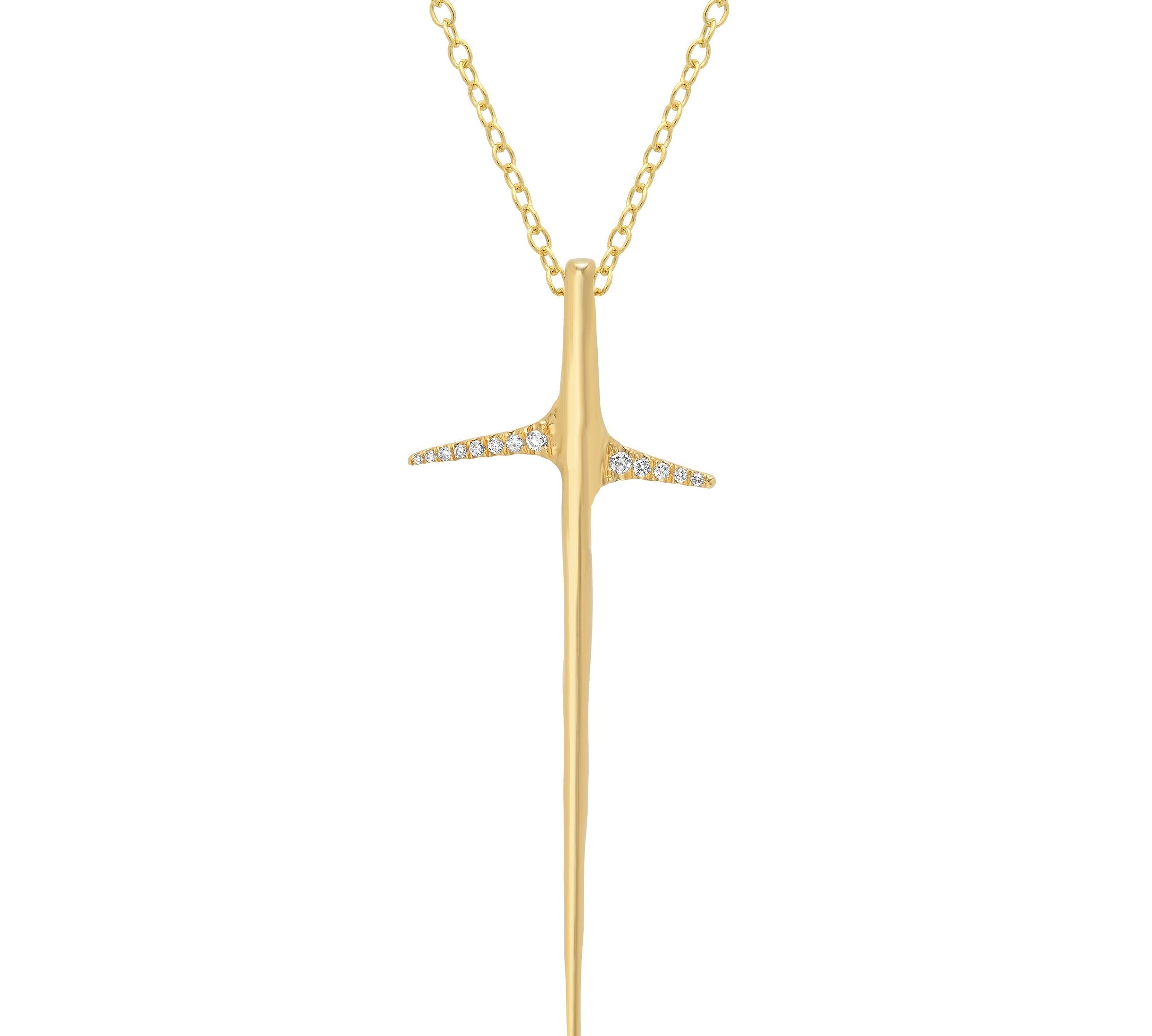 Thorn Necklace Pendant Necklace Elisabeth Bell Jewelry Large Yellow Gold Diamonds