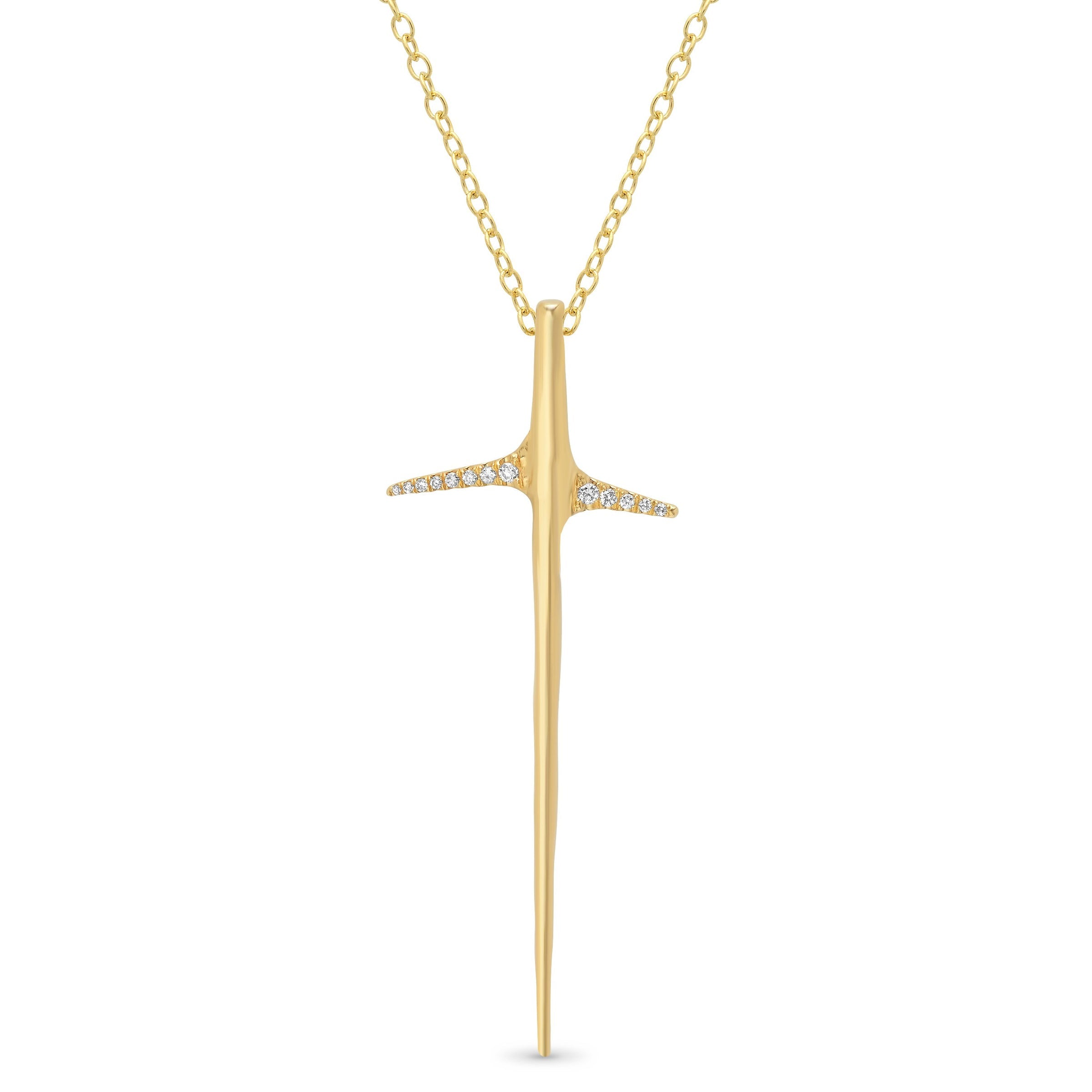 Thorn Necklace Pendant Necklace Elisabeth Bell Jewelry Large Yellow Gold Diamonds