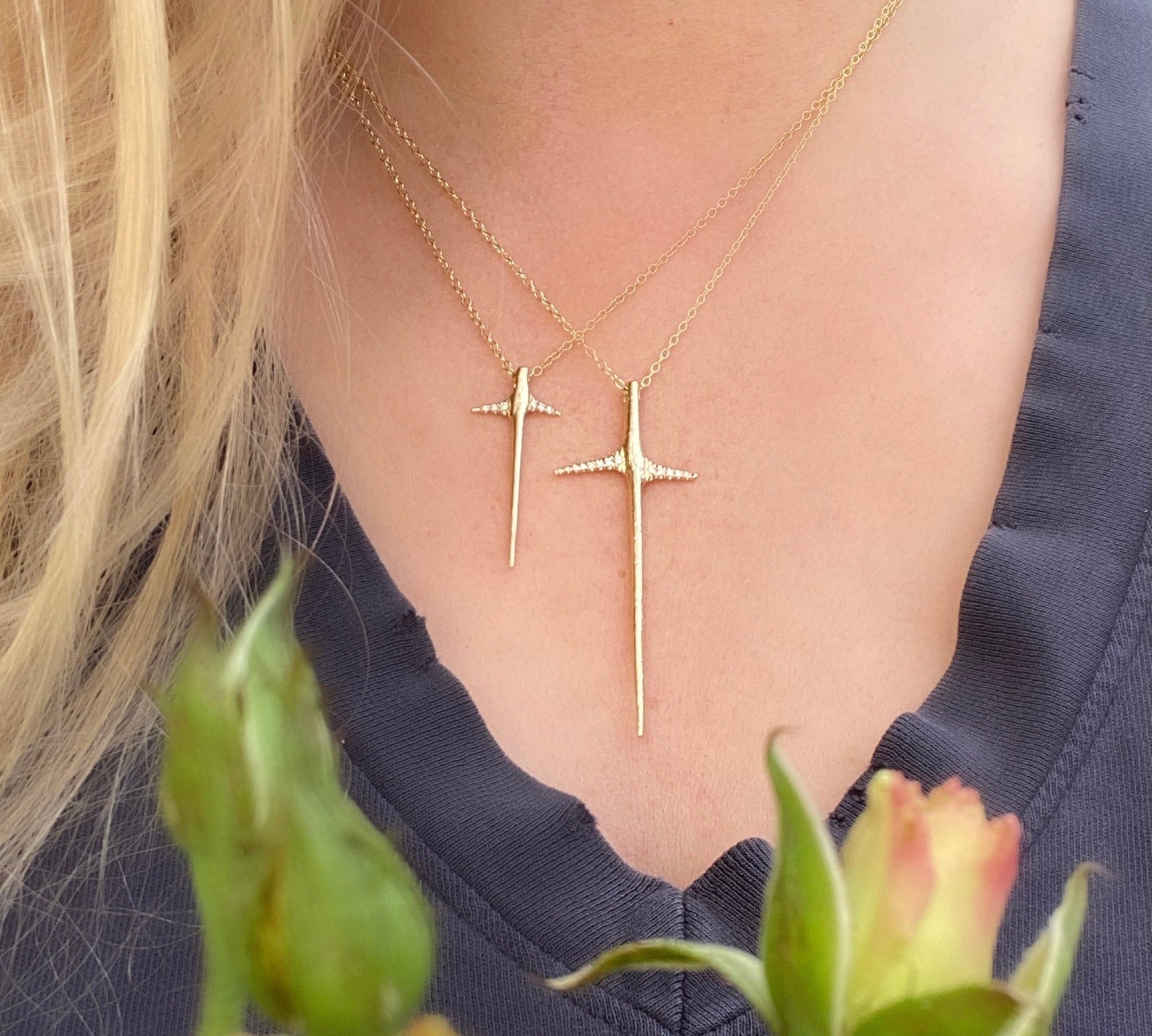 Thorn Necklace Pendant Necklace Elisabeth Bell Jewelry Small Yellow Gold Diamonds
