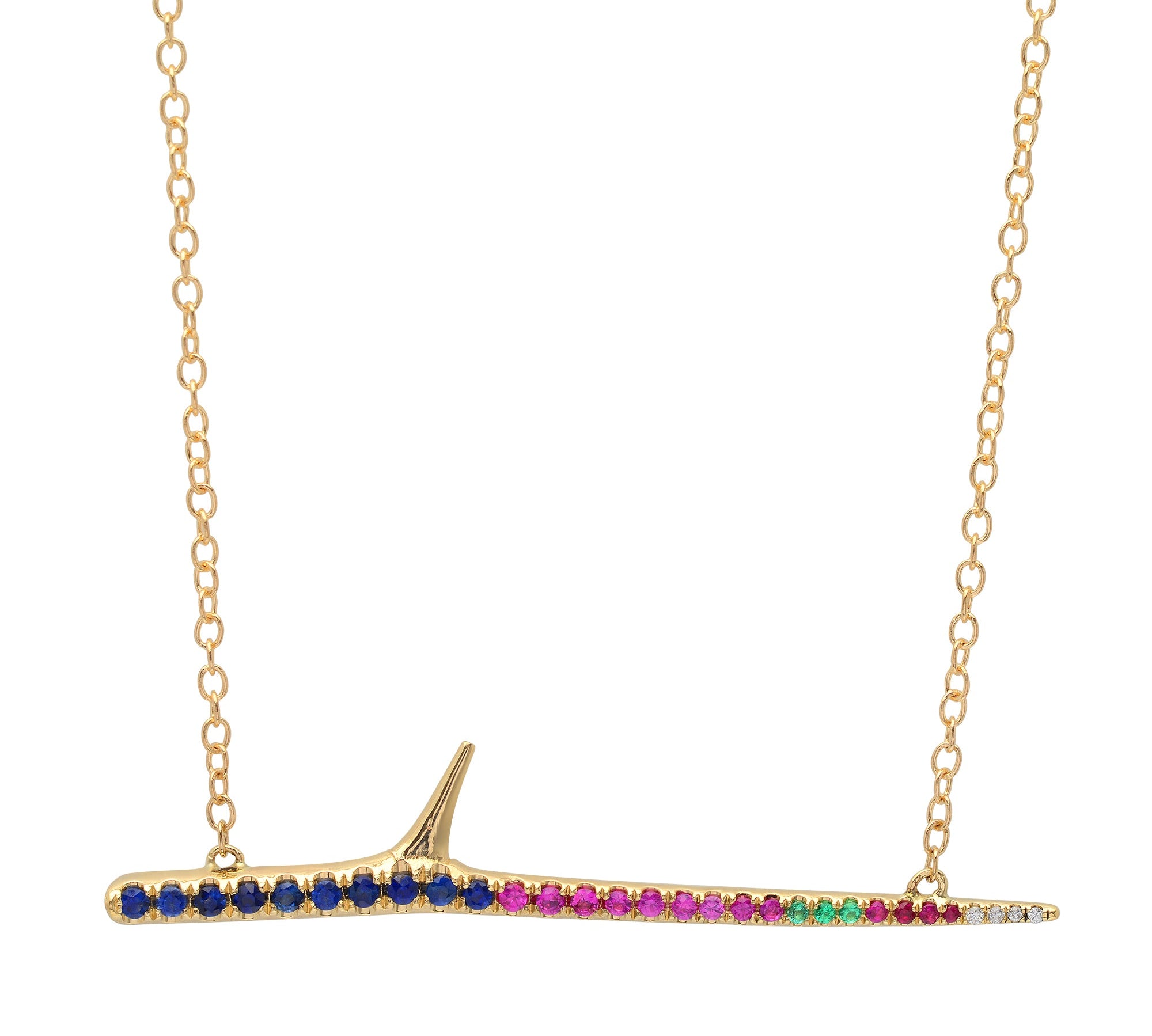 Rainbow Horizontal Thorn Necklace Pendant Necklace Elisabeth Bell Jewelry