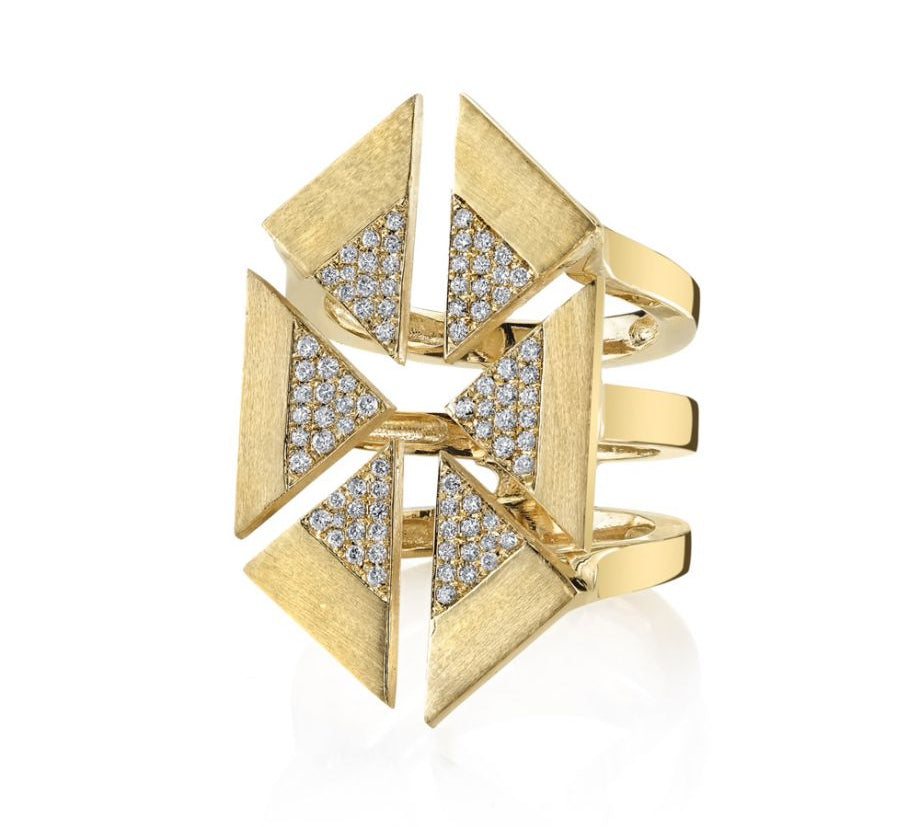 Floating Triangle Ring with Pave Center Statement Ring Karma El-Khalil