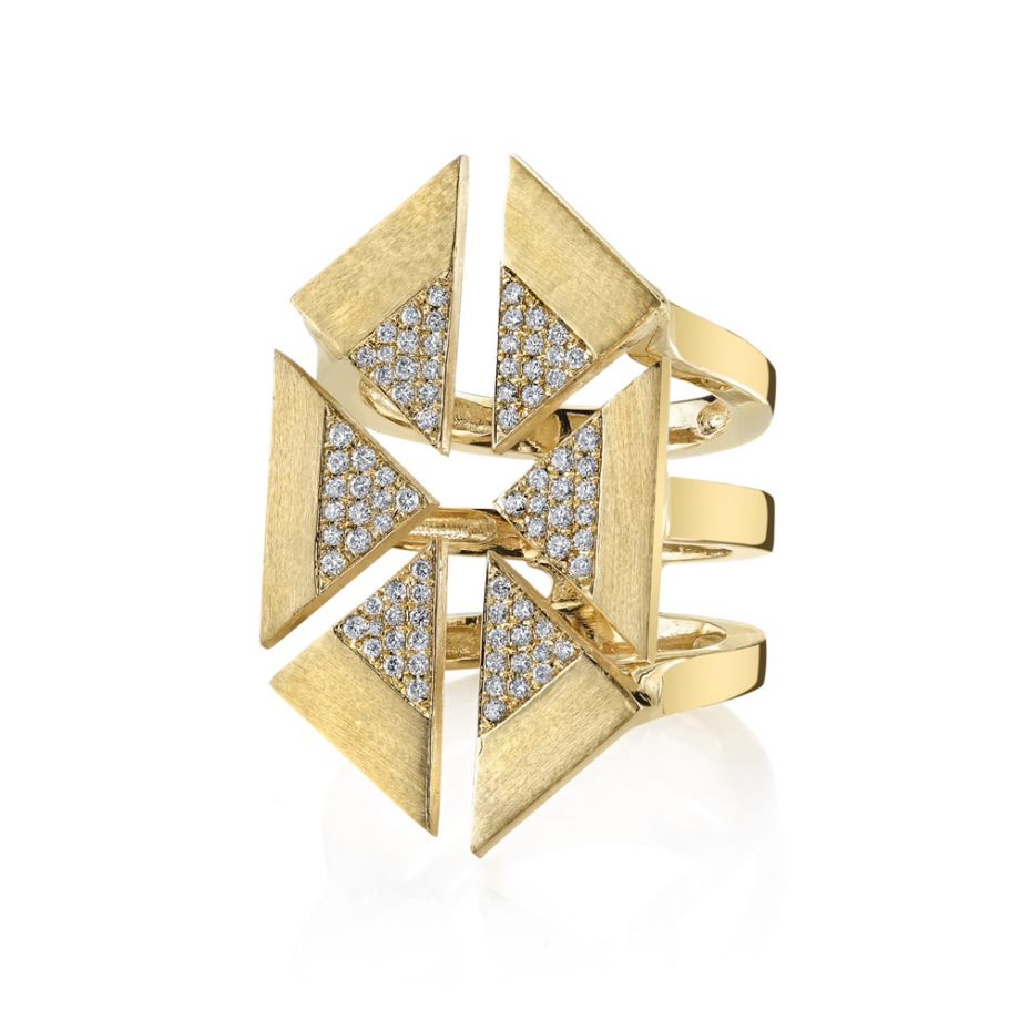 Floating Triangle Ring with Pave Center Statement Ring Karma El-Khalil