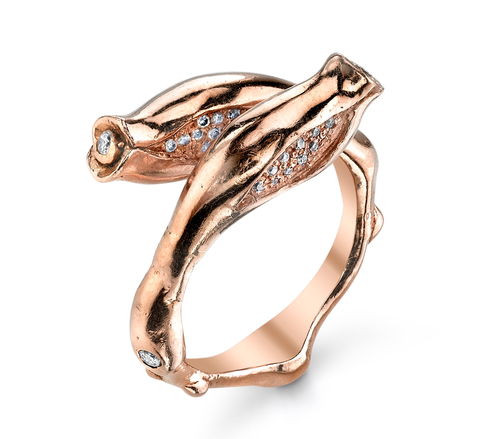 Rosebud Ring with Diamonds, Small Ring Roseark Jewelry Rose Gold