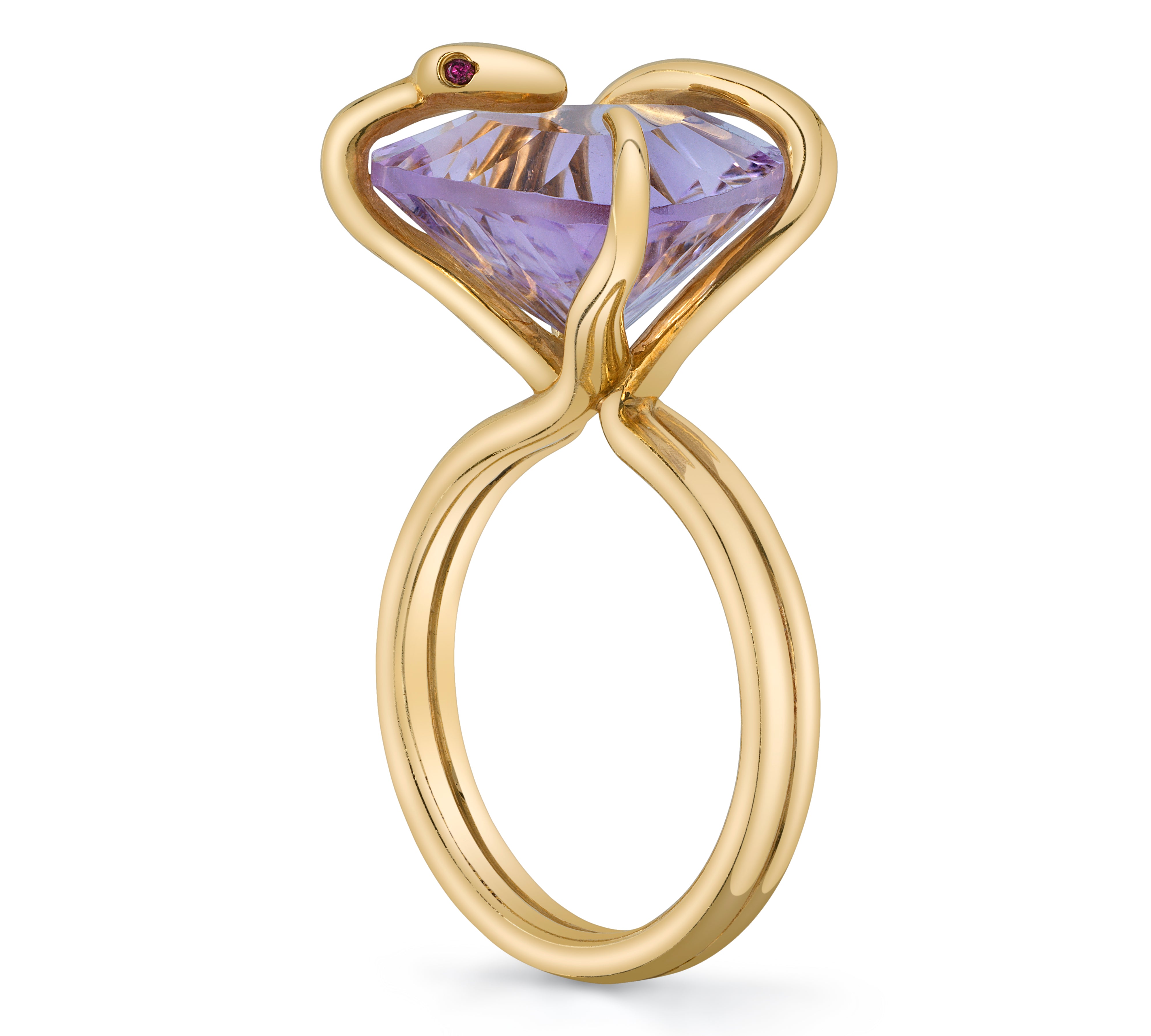 Amethyst Trillion Snake on the Rocks Ring Cocktail Ring Perez Bitan