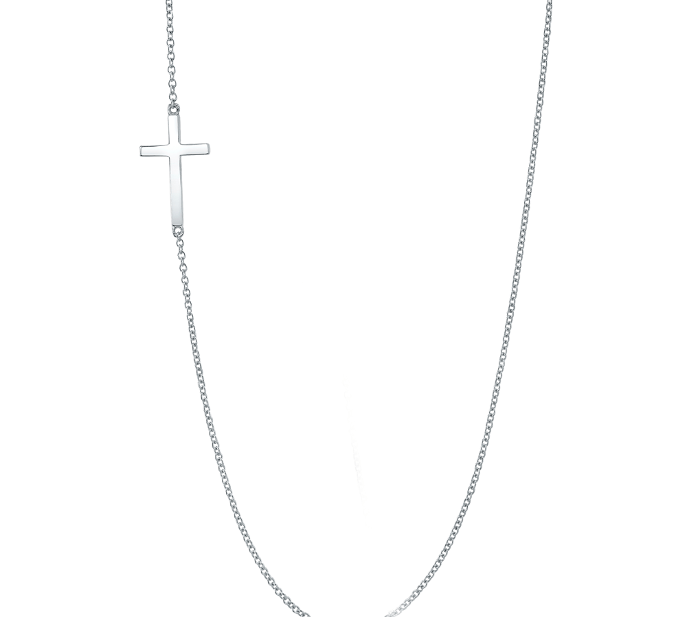 Sterling Silver Sideways Cross Necklace Necklace Roseark Sideways Cross