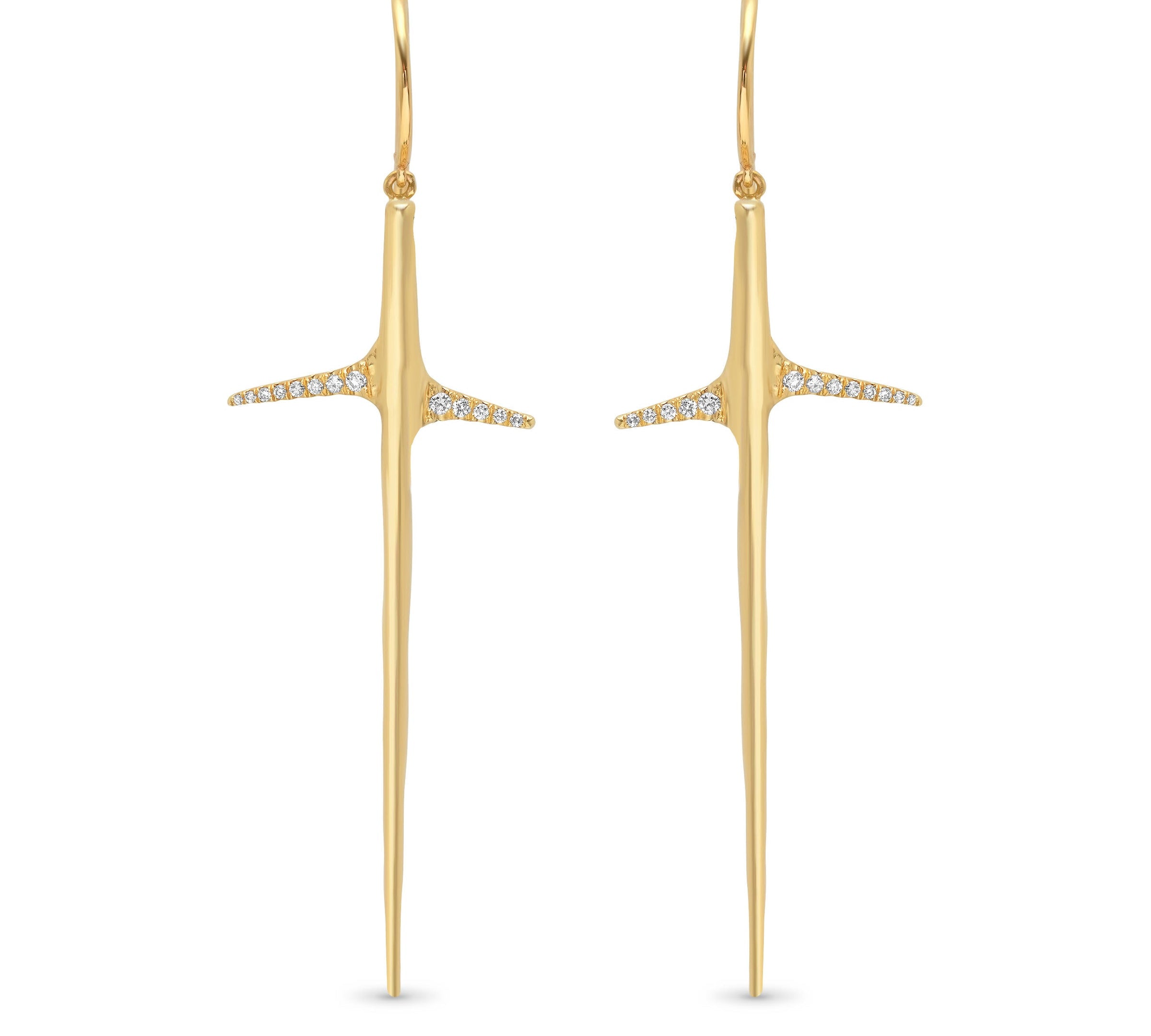 Diamond Thorn Earrings Drop Earrings Elisabeth Bell Jewelry Yellow Gold