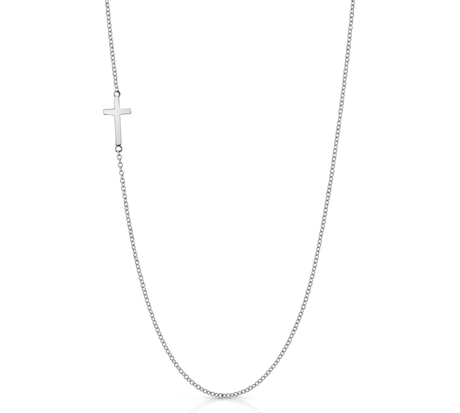 Tiny Sideways Cross Necklace Necklace Roseark Sideways Cross White Gold