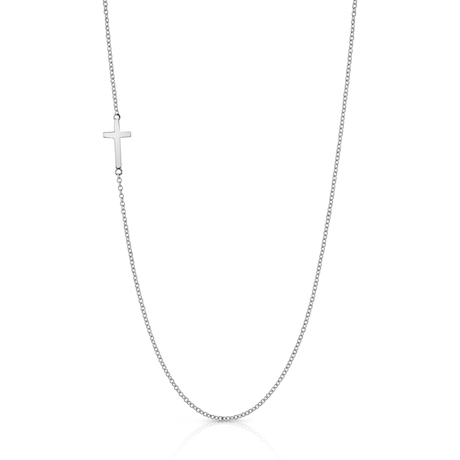 Tiny Sideways Cross Necklace Necklace Roseark Sideways Cross White Gold
