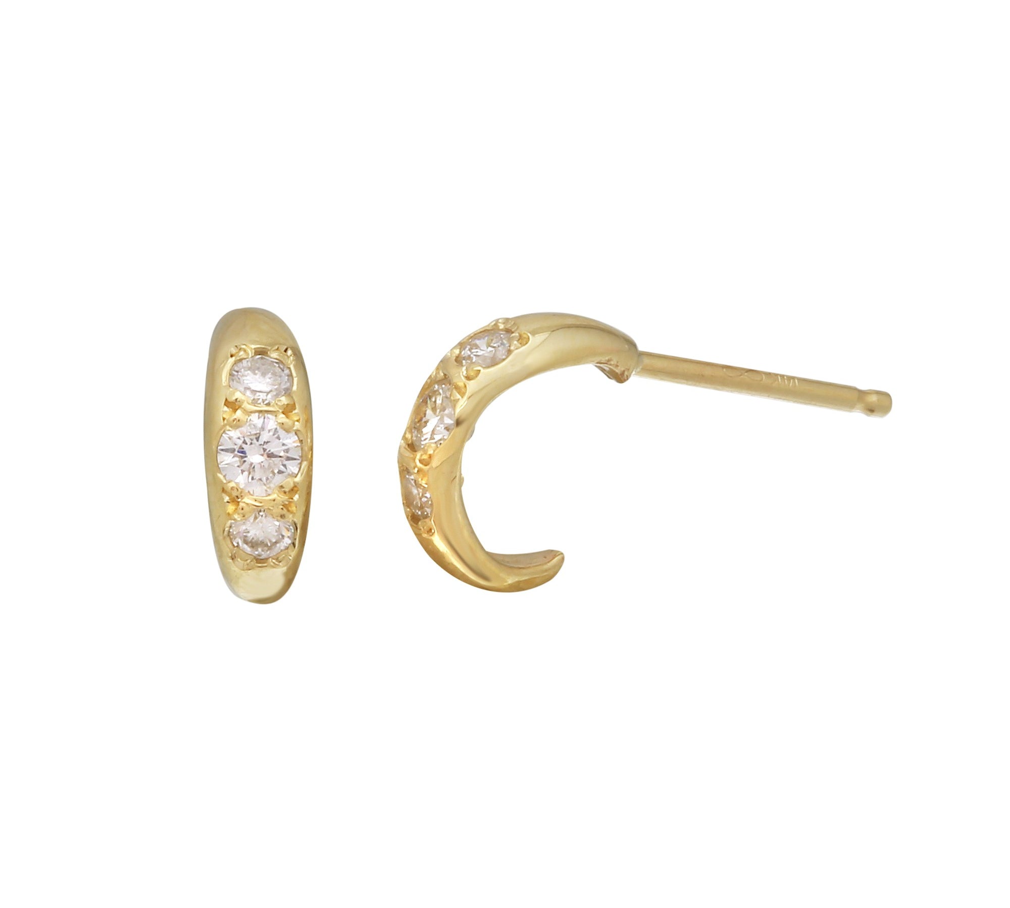 Diamond Half Hoop Earring Hoop Earrings Jaine K Designs Pair Yellow Gold