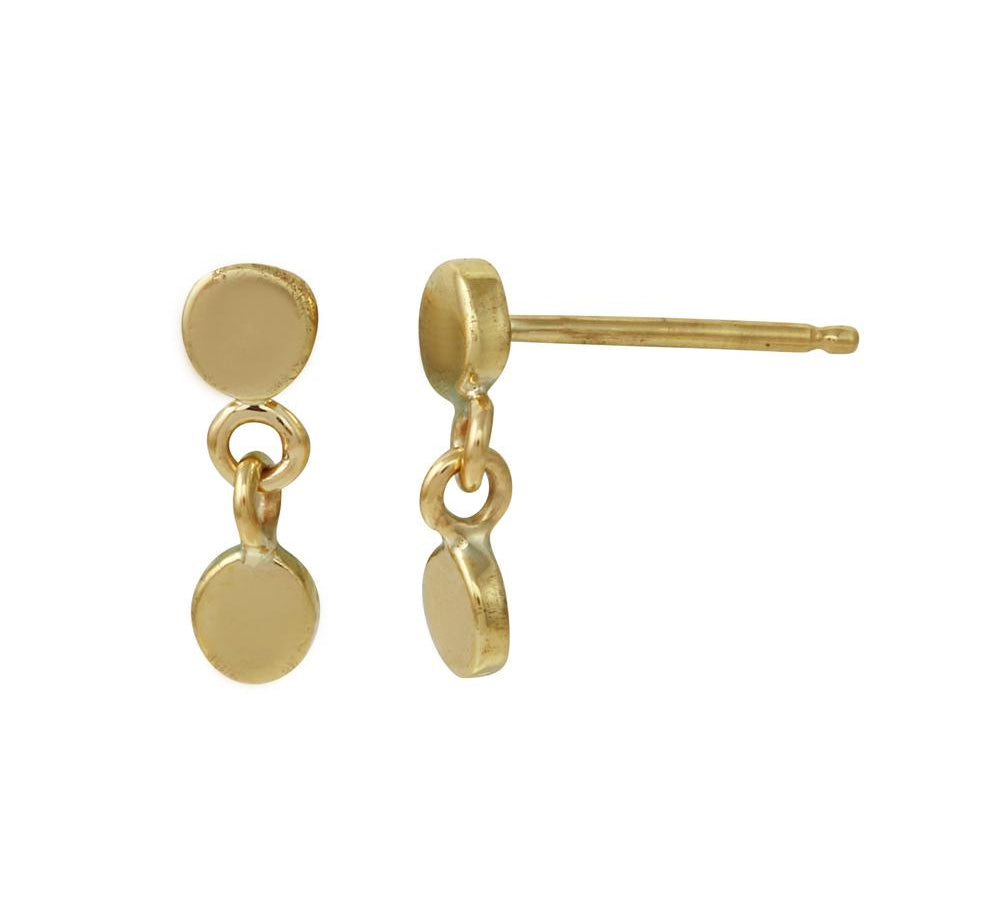 Double Circle Dangle Stud Stud Earrings Jaine K Designs Pair Yellow Gold